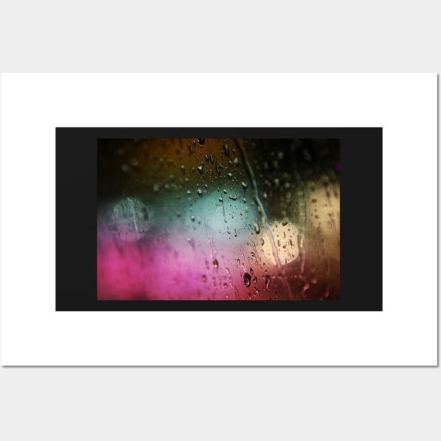 Deatil of raindrops on a car windshield at night Wall Art by Reinvention